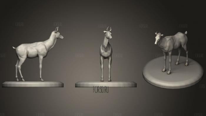 Posed deer sculpt stl model for CNC